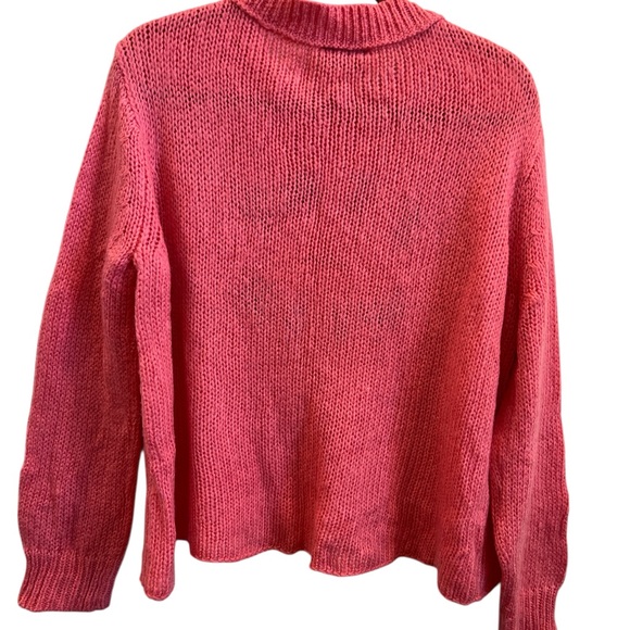 Wooden Ships “Stay Wild” Coral Pink Chunky Knit Sweater S/M - Picture 3 of 4